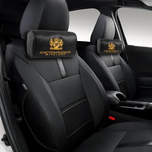 Vista 4 de Juego de 5 almohadas bordadas doradas Junction Produce JDM para el cuello del auto con almohadilla para el hombro + dije Vip Fusa Kiku JP Knot Kin