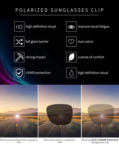 Vista 6 de OCCI CHIARI hombres clip en gafas de sol con protección UV400 gafas de conducción sobre gafas recetadas