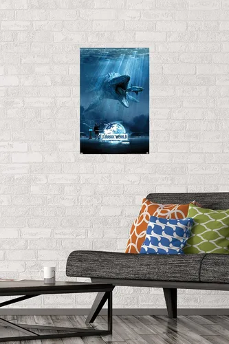 Vista 2 de Trends International Jurassic World - Póster de pared de agua, 14.725 x 22.375 pulgadas, versión premium sin marco