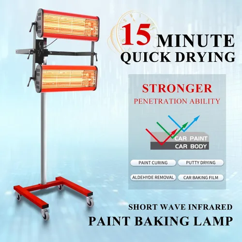 Vista 3 de Solary - Lámpara de secado de pintura por infrarrojos de onda corta con temporizador para cabina de pintura de coche, 2100W