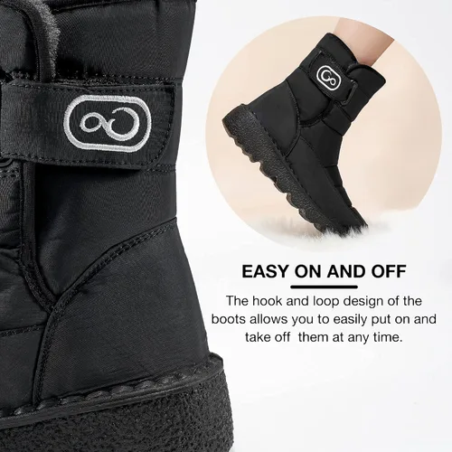 Vista 5 de Botas de nieve de invierno para mujer con forro cálido, botines cómodos, antideslizantes, zapatos de plataforma para el exterior, impermeables