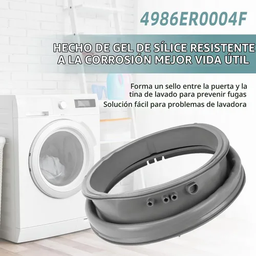 Vista 5 de 4986ER0004F Junta de puerta de arranque de lavadora - Compatible con piezas de lavadora de carga frontal L-G, Ken-More con puerto de drenaje de AMI