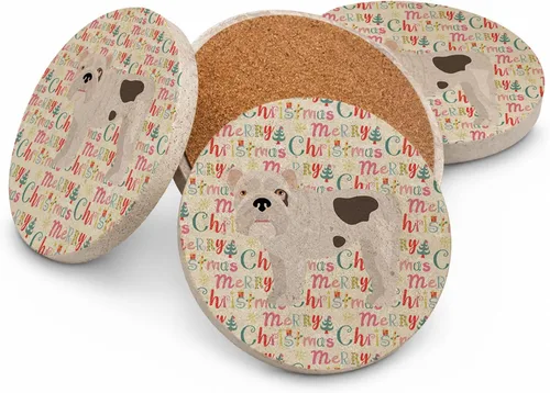 Vista 105 de Abyssinian Sand Terrier Merry Christmas - Posavasos grandes de piedra arenisca (4 unidades)