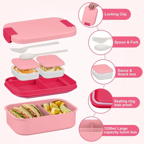 Vista 2 de Set de lonchera Bento grande para adultos, niños y mujeres con termo de sopa de 10.5 onzas, vasos térmicos de café para hombres, niñas, niños