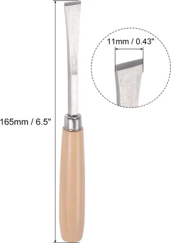 Vista 2 de uxcell Cuchillo para tallar cinceles de madera, 0.394 in cromado 45 # acero al carbono punta plana herramienta de mano para carpintería Graver 6.496