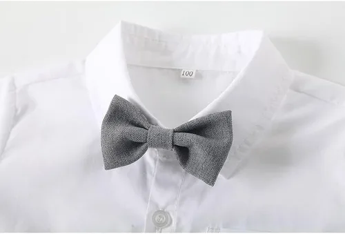 Vista 3 de Conjunto de chaleco de 3 piezas para bebé niño con camisa blanca, chaleco y pantalón