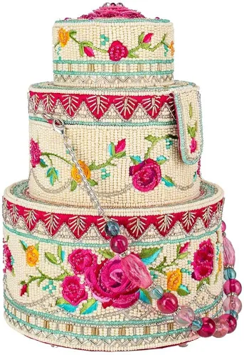 Vista 6 de Mary Frances Layers of Love Beaded Top Handle Wedding Cake Bridal Handbag