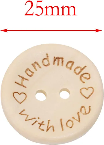Vista 2 de Shapenty Madera hecha a mano con botones de amor, 2 agujeros, botones de costura redondos, para regalar, tejer, tejer, proyectos de manualidades