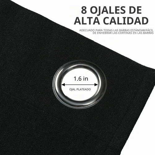 Vista 5 de Joydeco Cortinas opacas de 72 pulgadas de largo, 2 paneles burg, cortinas de oscurecimiento de habitación para dormitorio, cortinas térmicas Negro
