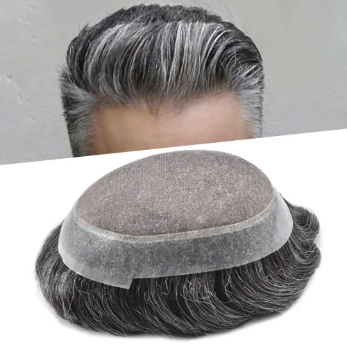 Vista 43 de Toupee For Men Hair Piece Fine Mono Hair System For Men Human Hair Mens Toupee Hair Piece For Men Hair Replacement Protesis Capilar 8x10 Medium