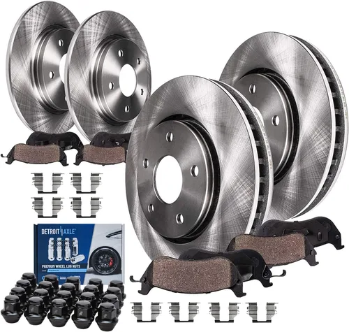 Vista 52 de Detroit Axle - Kit de frenos para Land Rover LR3 2005-2009, Rotores de freno deportivos Range Rover 2006-2009 y pastillas de freno de cerámica 2007