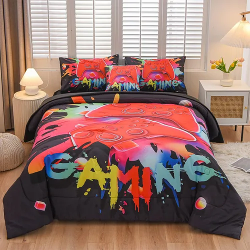 Vista 8 de Aimuan Gamer Gaming Juegos de Ropa de Cama Juegos de Edredón 3D Gamepad para Niños Consola de Juegos Botones de Acción Novedoso Controlador de Juego