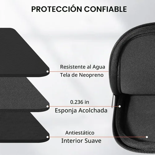 Vista 4 de DTTO Funda protectora delgada de neopreno acolchado para laptop de 15.6-16" Negro