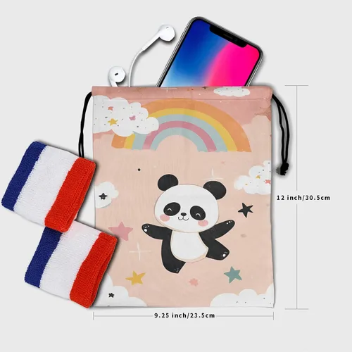Vista 27 de Bolsa de agarre de gimnasia de piel de animal, bolsa de gimnasia con cordón ajustable, bolsa de cuerda para fauna silvestre, Mariposas Galaxy