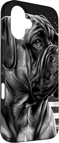 Vista 3 de iPhone 16 Bullmastiff Dog Black And White American Flag Bullmastiff Case
