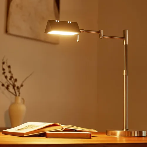 Vista 7 de VONLUCE Lámpara LED de escritorio, lámpara de mesa de metal ajustable de estilo industrial, lámpara de lectura regulable para sala de estar