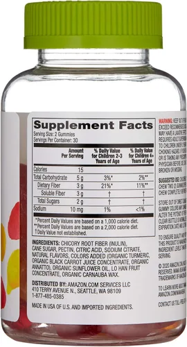 Vista 2 de Marca Amazon Mama Bear - Gomitas de fibra para niños - Apoya la salud digestiva, naranja, 60