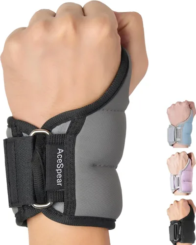 Vista 12 de AceSpear - Pesas de muñeca con cierre de bucle para pulgar para hombres y mujeres, 1 libra * 2, 2 libras * 2, 3 libras * 2, pesas de tobillo