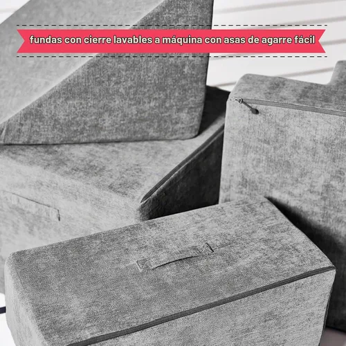 Vista 4 de Sofá de Juego para Niños y Pequeños de Yourigami, Juego de Sofás para Sala de Juegos, Diseño Modular Duradero, Gris Montaña