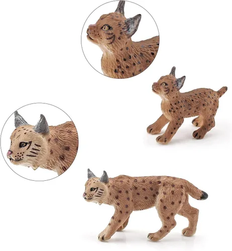 Vista 4 de Bbiamsleep 2 piezas de figura de lince de plástico modelo de lince para decoración de cumpleaños de Navidad