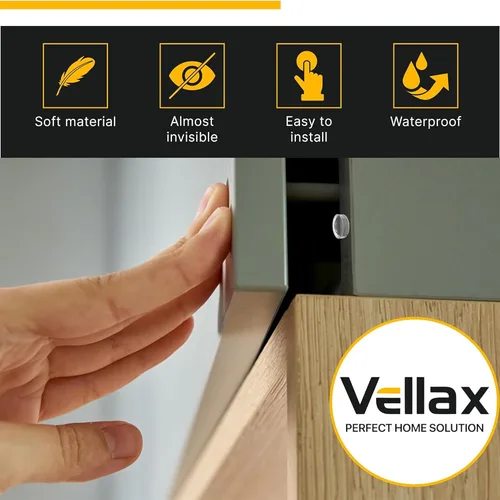 Vista 8 de 74 Topes y Protectores de Pared de Silicona Transparente – Almohadillas Autoadhesivas de 5 Formas para Gabinetes, Puertas, Cajones y Muebles