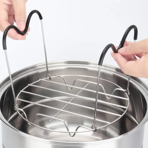 Vista 5 de Rejilla Vaporizadora Salvamanteles con Asas de Silicona Resistentes al Calor Compatible con Accesorios de Olla Instantánea de 6 Qt 8 Cuartos