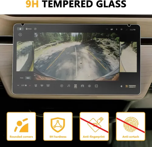 Vista 6 de Protector de pantalla de vidrio templado compatible con Rivian R1T R1S 2022, 2023, 2024, 2025, accesorios interiores para salpicadero, pantalla