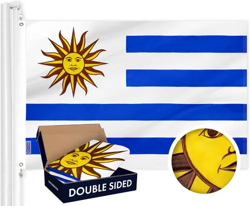 Vista 16 de G128 Bandera argentina 3 x 5 pies Serie doble ToughWeave Poliéster 210D bordado de doble cara Bandera de país, diseño bordado