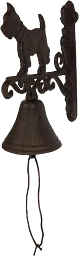Vista 5 de Ebros Gift Campanas de hierro fundido rústico vintage occidental de casa de campo escocés Terrier perro puerta pared cena patio campana al aire