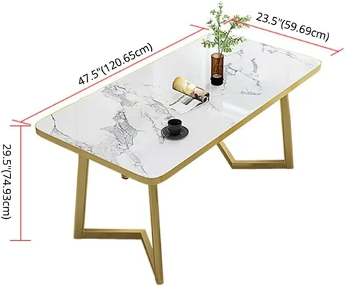 Vista 2 de LITFAD Juego de comedor con parte superior de piedra sinterizada escandinava con mesa de comedor rectangular, moderna mesa de comedor con 4 sillas