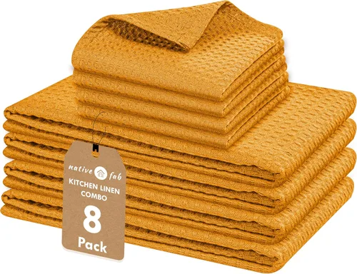 Vista 52 de Native Fab Juego de 8 toallas de cocina y paños de cocina, absorbentes, duraderos, de secado rápido para limpiar, cocinar, hornear, ideal