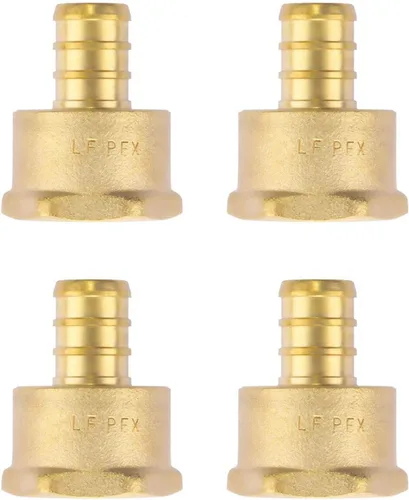 Vista 7 de Litorange Latón sin plomo 1/2" x 1/2" NPT paquete de 4 adaptadores PEX hembra y macho roscados para engarzado