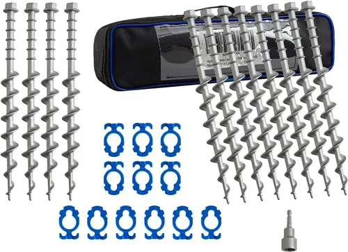 Vista 7 de Homeon Wheels - 12 piezas anclajes de suelo para campamento, tornillos de aluminio, metal resistente, no se oxida, anclajes fundidos para tienda