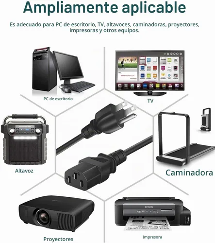 Vista 3 de Cable de alimentación de TV de 3 clavijas para Samsung, LG, Vizio LCD LED de plasma TVs de repuesto de cable de CA de 6 pies