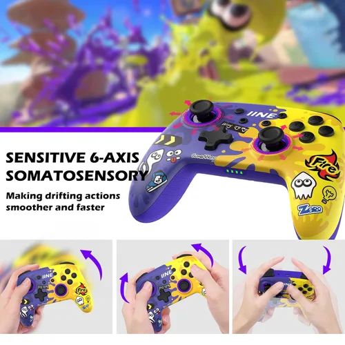 Vista 4 de IINE Wireless Game controller Amiibo for Nintendo Switch, Graffiti Gamepad Compatible with SwitchOled, Wake Up, Vibration and TURBO Function