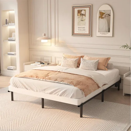 Vista 6 de YORMDMO Somier de 3 pulgadas, resortes de caja tamaño Queen con cubierta de tela, bases de metal resistente de bajo perfil, fácil montaje, capacidad