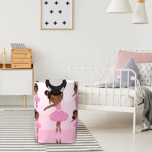 Vista 5 de Cesta de almacenamiento para ropa sucia negra afroamericana, para juguetes, organizador de ropa, para el hogar, baño, dormitorio, guardería, 52 l