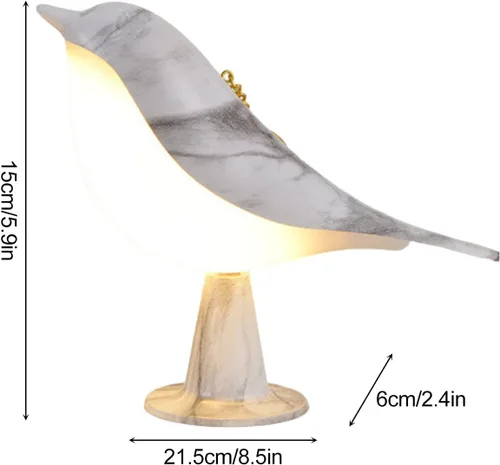 Vista 5 de Lámpara de mesa con control táctil de mesita de noche, lámparas de aroma, con forma de pájaro, lámpara de escritorio LED con puerto de carga USB, 3