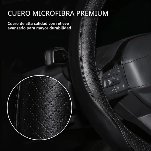Vista 5 de Rueesh - Funda universal para volante (piel de microfibra, para 14.5-15 pulgadas) Funda antideslizante para volante de automóvil para mujeres