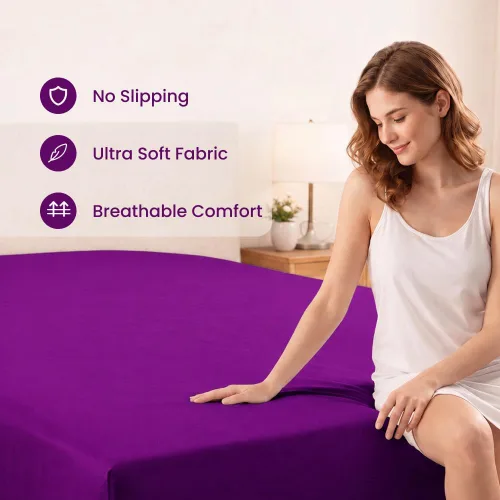 Vista 94 de Sábana bajera ajustable de lujo suave de 600 hilos, 100% algodón egipcio, sábana bajera ajustable individual con elástico alrededor, se adapta a