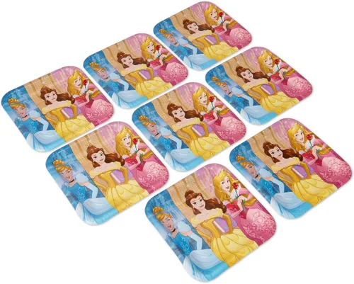 Vista 2 de Platos de papel de princesa Disney 8 unidades.