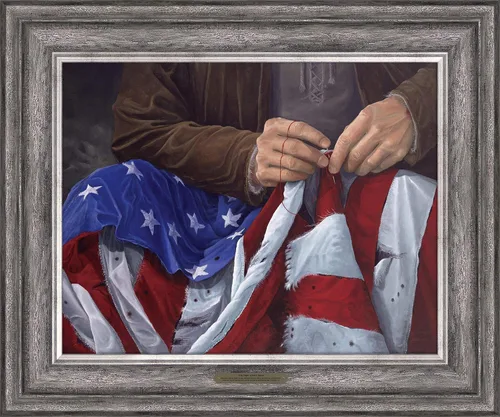Vista 4 de If My People de Jack E. Dawson Lienzo Enmarcado 14x18 Who is mending the flag? (BK109)