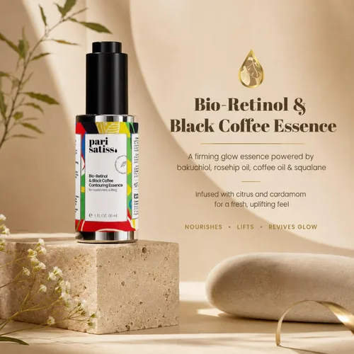Vista 3 de Esencia de contorno de café negro y bio-retinol – Retinol antiarrugas, cuidado de la piel imprescindible para nutrir y levantar, reparar la piel