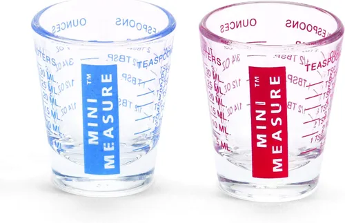 Vista 13 de Kolder Medida Mini de Vidrio Pesado, 20 Mediciones Incrementales Vaso de Chupito Medidor Multiusos para Líquido y Seco, Negro, Juego de 2