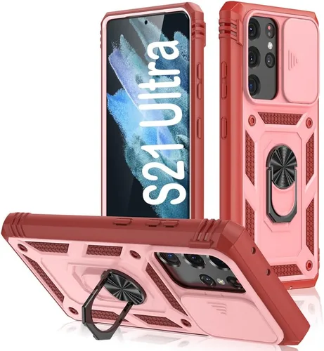 Vista 118 de PASNEW Funda militar para iPhone 13 Pro Max, cubierta de cámara deslizante y soporte de anillo de metal de 360°, carcasa rígida multicapa resistente