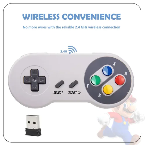 Vista 3 de SAFFUN 2 Pack 2.4 GHz Wireless USB Controller Compatible with SNES Games, Retro SNES PC Controller for Windows PC iOS MAC Linux Raspberry Pi