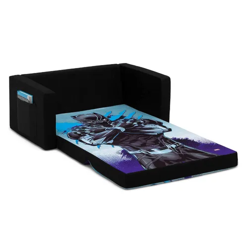 Vista 8 de Delta Children Marvel Black Panther Cozee - Sofá abatible con espuma viscoelástica, sofá convertible 2 en 1 a tumbona, color negro