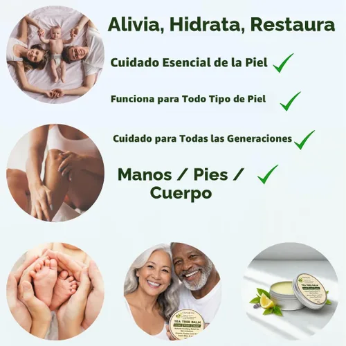 Vista 5 de Bálsamo de aceite de árbol de té, alivio de la picazón en la piel para erupciones calmantes, picor de deportista, pie de atleta, foliculitis