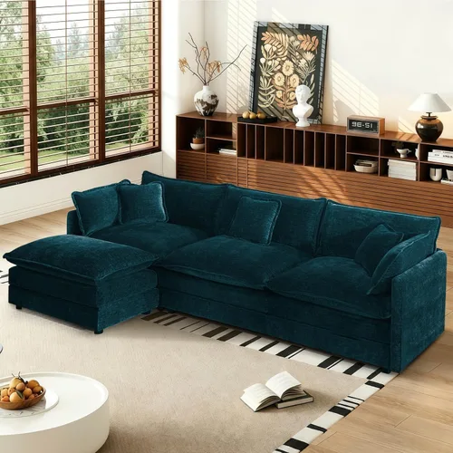 Vista 78 de Sofá seccional modular convertible de 76.7", sofás de dos plazas de chenilla con asiento profundo y cojines tipo loveseat para sala de estar, Beige