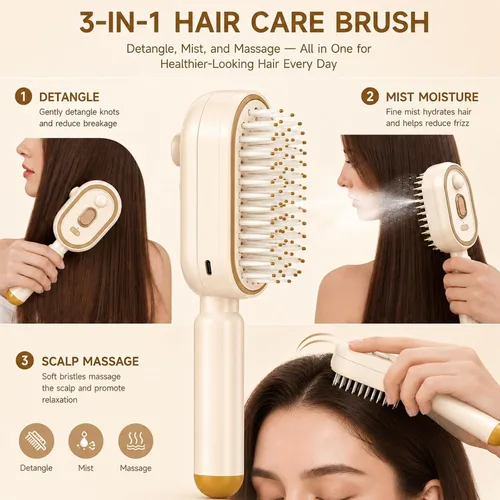 Vista 11 de Cepillo de pelo de vapor, cepillo antiestático recargable con cojín de aire